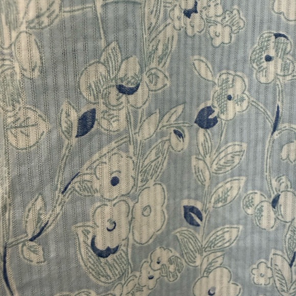 Lauren Ralph Lauren blue floral boho prairie pleated small cotton blouse top - Picture 6 of 10